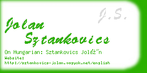 jolan sztankovics business card